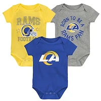 Newborn & Infant Royal/Gold/Heather Gray Los Angeles Rams Game On Three-Piece Bodysuit Set