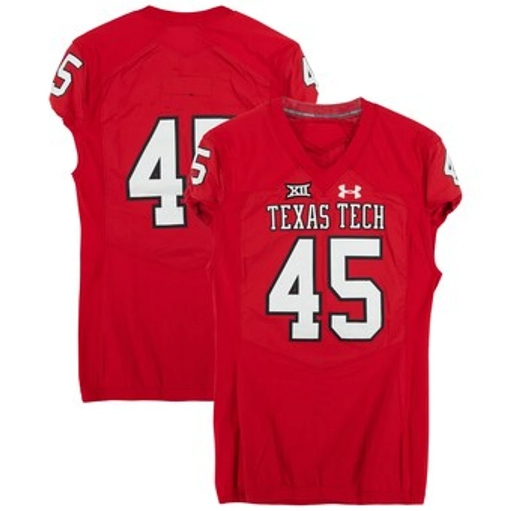 Texas Tech Red Raiders Team-Issued #45 Red Jersey from the NCAA Football Season