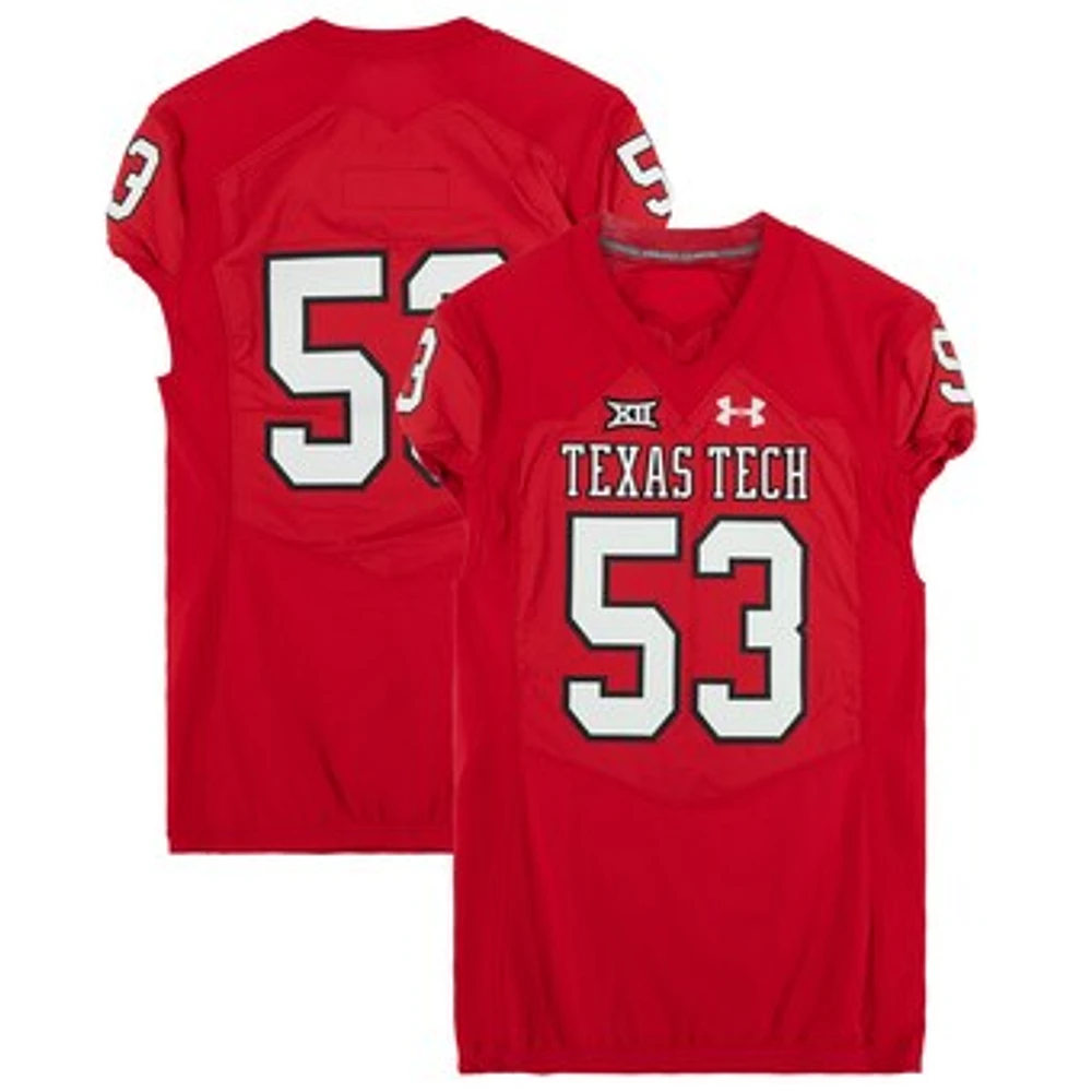 Texas Tech Red Raiders Team-Issued #53 Red Jersey from the NCAA Football Season