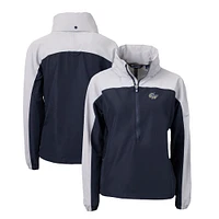 Women's Cutter & Buck Navy George Washington University Charter Eco Recycled Half-Zip Anorak Jacket