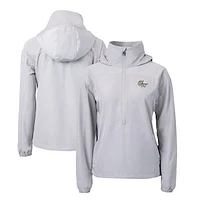 Women's Cutter & Buck  Gray George Washington University Charter Eco Recycled Half-Zip Anorak Jacket