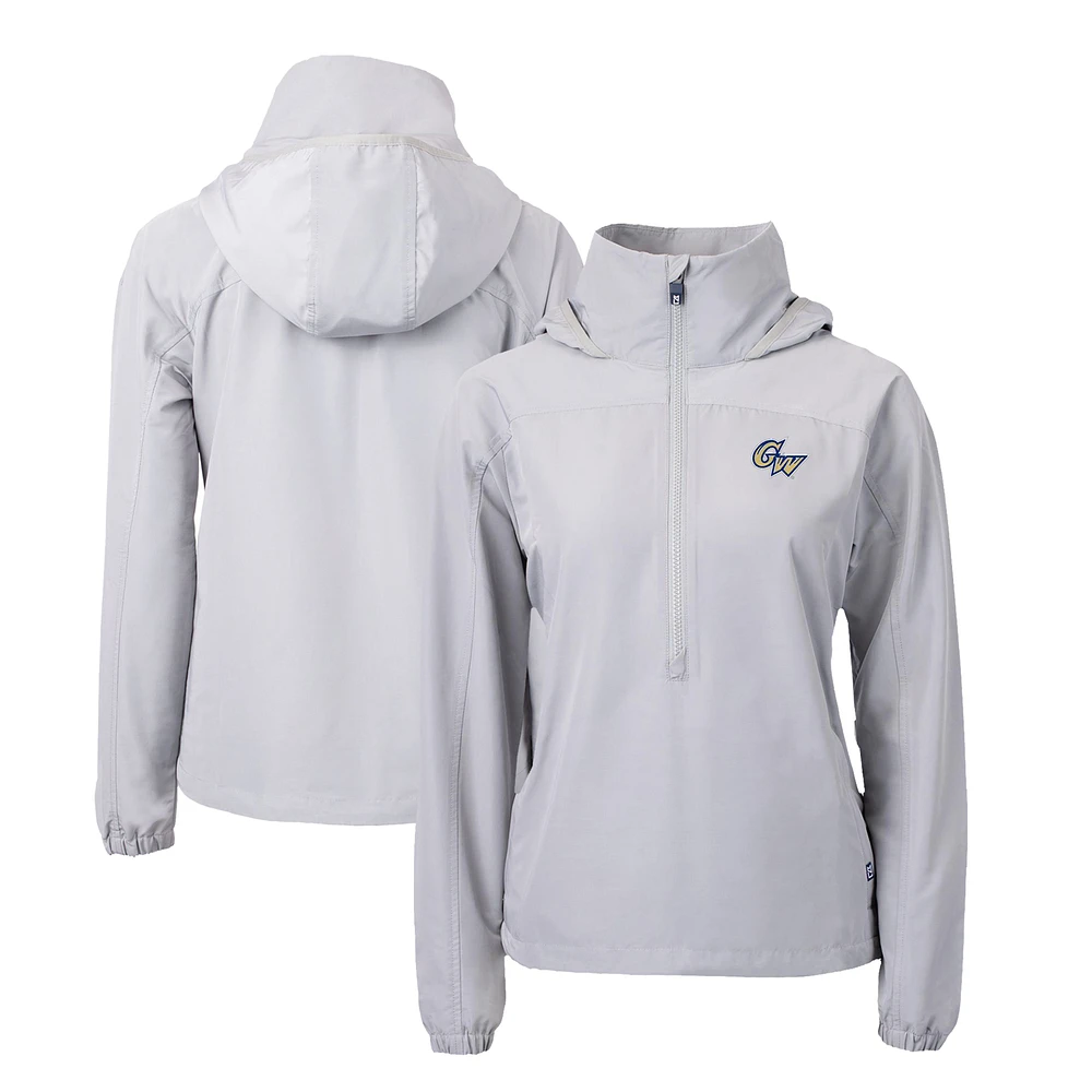 Women's Cutter & Buck Gray George Washington University Charter Eco Recycled Half-Zip Anorak Jacket