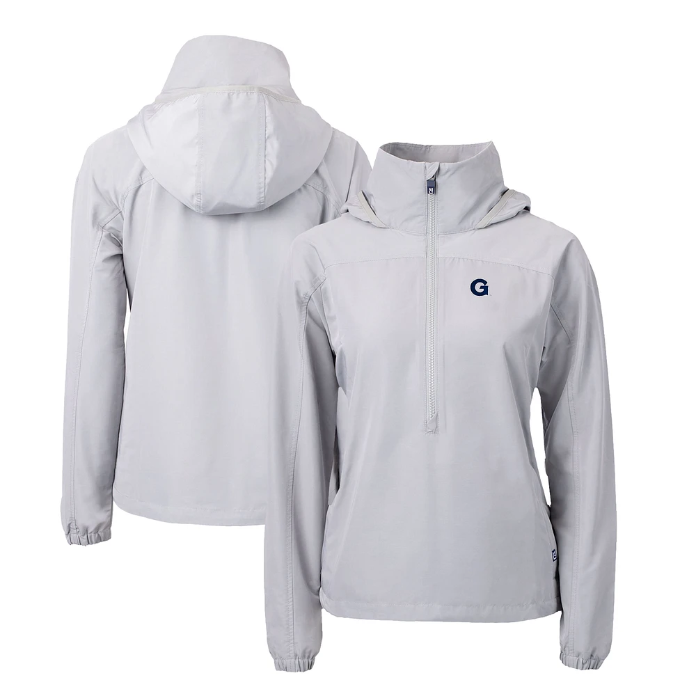 Women's Cutter & Buck Gray Georgetown Hoyas Charter Eco Recycled Half-Zip Anorak Jacket