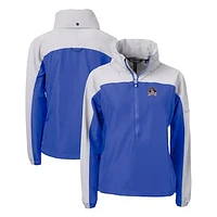 Women's Cutter & Buck  Blue ECU Pirates Charter Eco Recycled Half-Zip Anorak Jacket