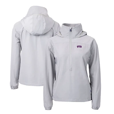 Women's Cutter & Buck  Gray TCU Horned Frogs Charter Eco Recycled Half-Zip Anorak Jacket