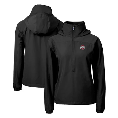 Women's Cutter & Buck Ohio State Buckeyes Charter Eco Recycled Half-Zip Anorak Jacket