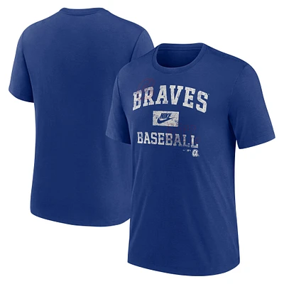 Men's Nike  Royal Atlanta Braves Cooperstown Collection Arch Tri-Blend T-Shirt