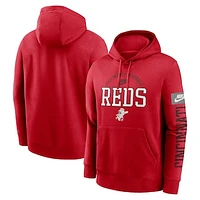 Men's Nike Red Cincinnati Reds Cooperstown Collection Splitter Club Fleece Pullover Hoodie