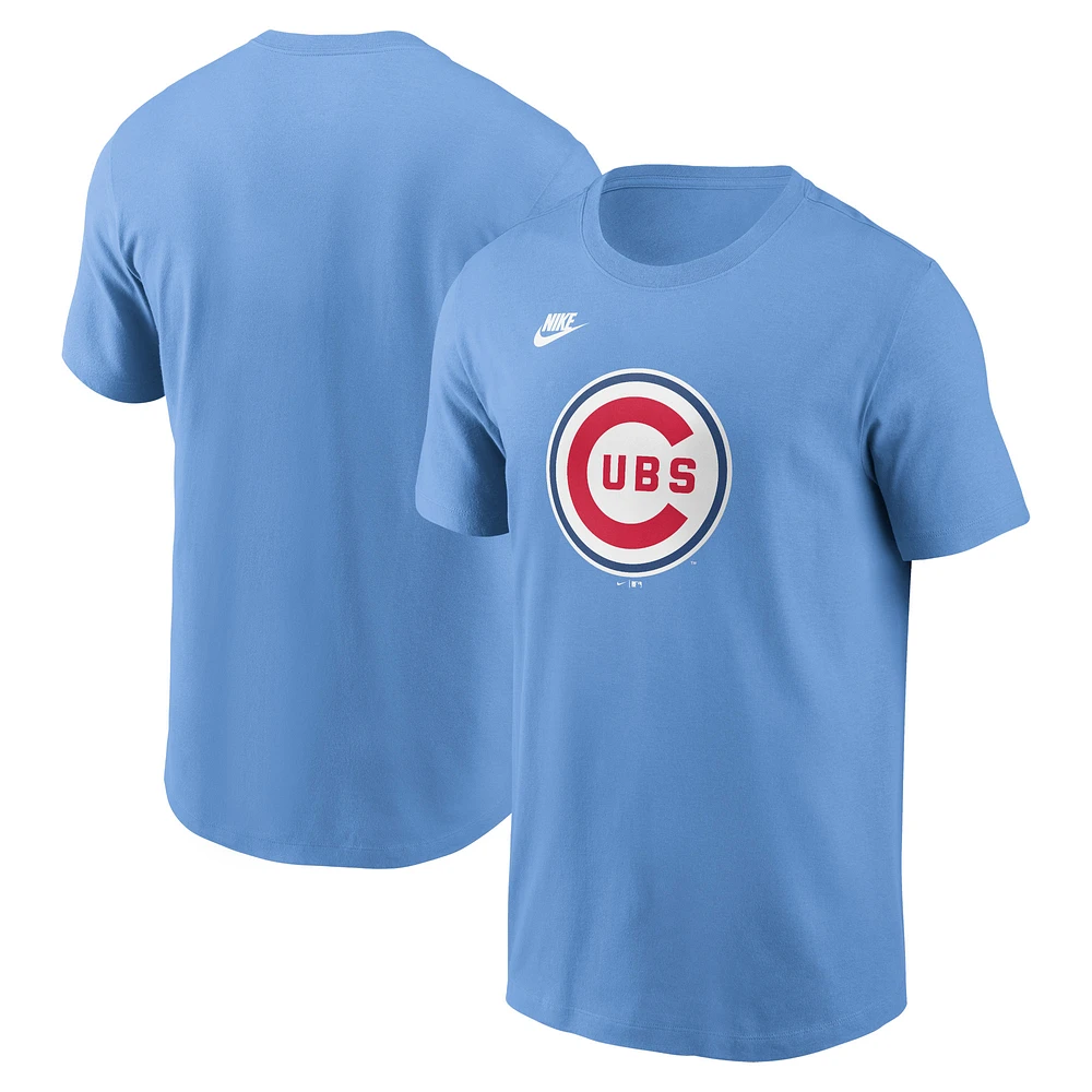 Men's Nike Light Blue Chicago Cubs Cooperstown Collection Team Logo T-Shirt