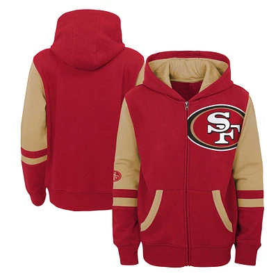 Youth Scarlet San Francisco 49ers Stadium Colorblock Full-Zip Hoodie