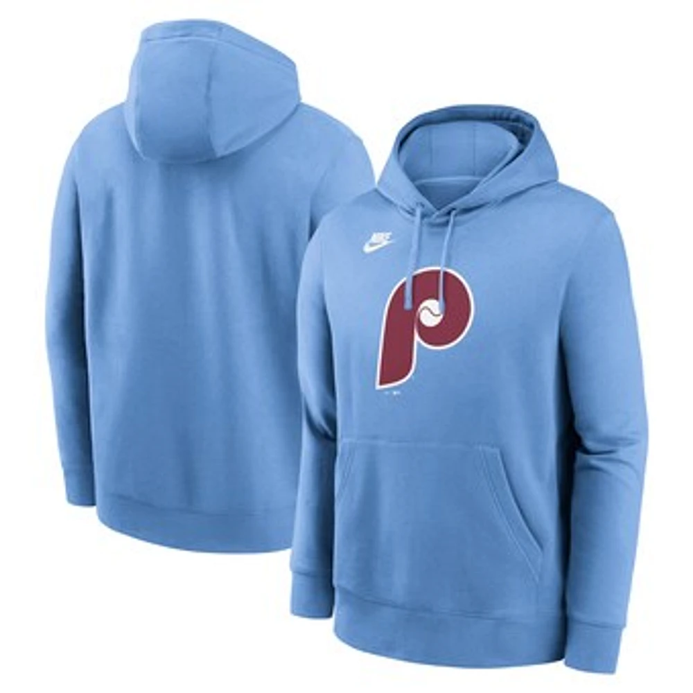 Men's Nike Light Blue Philadelphia Phillies Cooperstown Collection Team Logo Fleece Pullover Hoodie