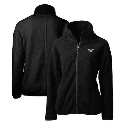 Women's Cutter & Buck  Black Philadelphia Eagles Gridiron Classics Logo Cascade Eco Sherpa Full-Zip Fleece Jacket