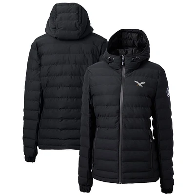 Women's Cutter & Buck  Black Philadelphia Eagles Gridiron Classics Logo Mission Ridge Repreve Eco Insulated Full-Zip Puffer Jacket