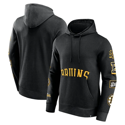 Men's Fanatics Black Boston Bruins Wild Winner Pullover Hoodie