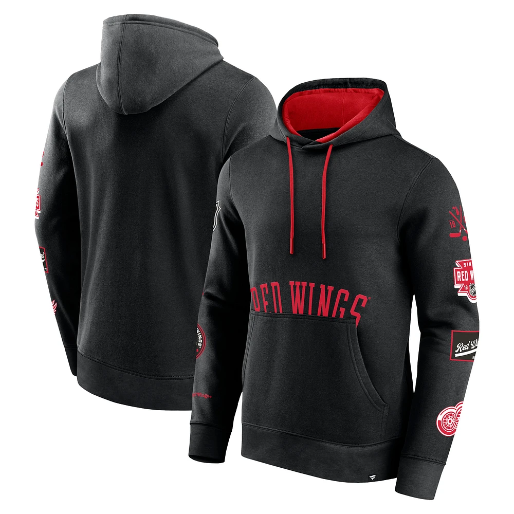 Men's Fanatics Black Detroit Red Wings Wild Winner Pullover Hoodie