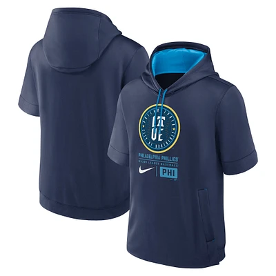 Men's Nike  Navy Philadelphia Phillies 2024 City Connect Colorblocked Short Sleeve Pullover Hoodie