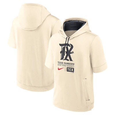 Men's Nike Cream Texas Rangers City Connect Color Block Short Sleeve Pullover Hoodie