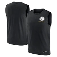 Men's Nike Black Pittsburgh Steelers Large Logo Performance Muscle Tank Top