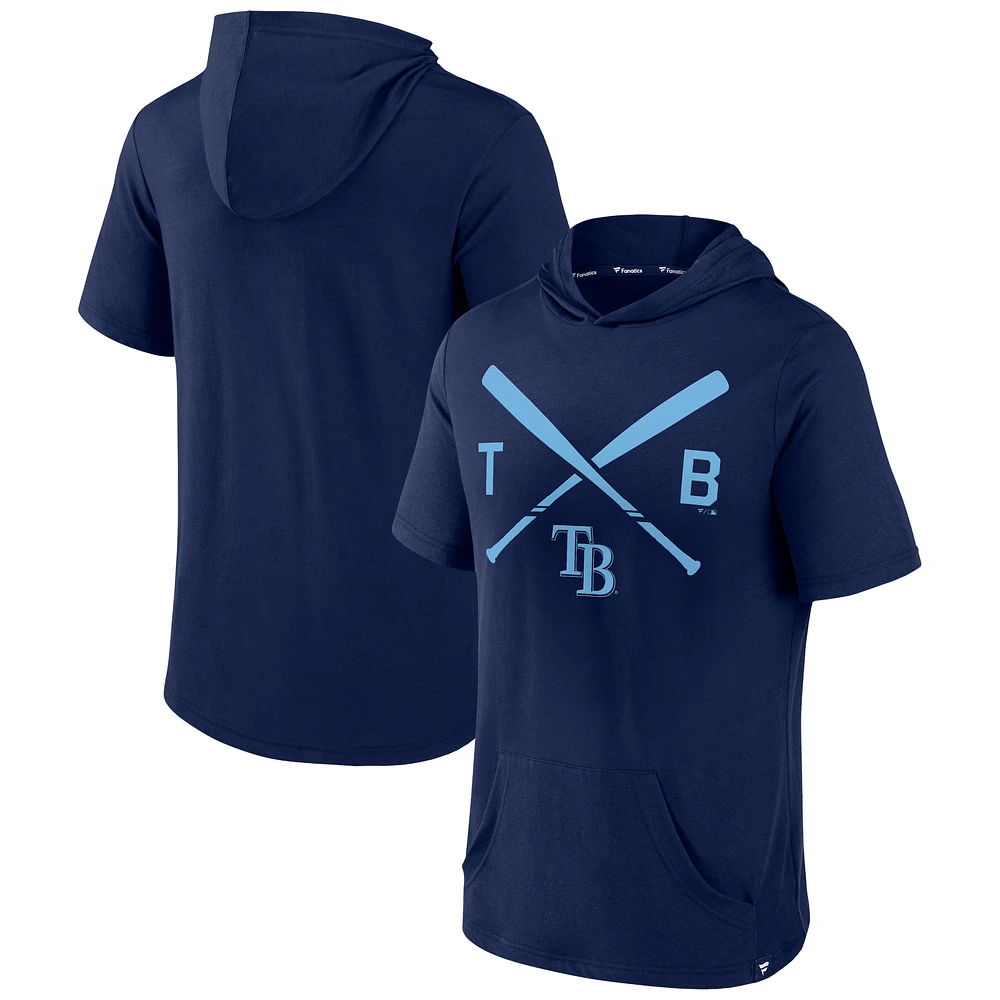 Men's Fanatics Navy Tampa Bay Rays Iconic Rebel Short Sleeve Pullover Hoodie