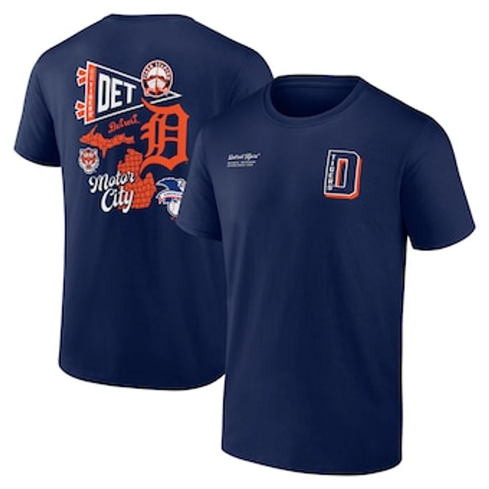 Men's Fanatics Navy Detroit Tigers Split Zone T-Shirt