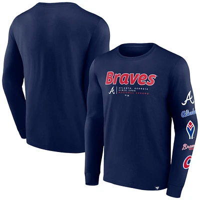 Men's Fanatics Navy Atlanta Braves Strike the Goal Long Sleeve T-Shirt