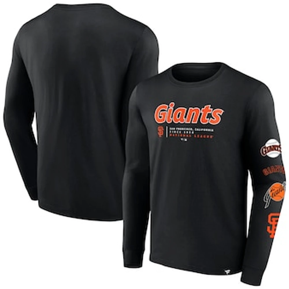 Men's Fanatics Black San Francisco Giants Strike the Goal Long Sleeve T-Shirt