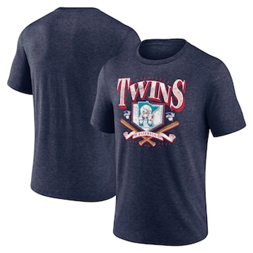 Men's Fanatics Heather Navy Minnesota Twins Home Team Tri-Blend T-Shirt