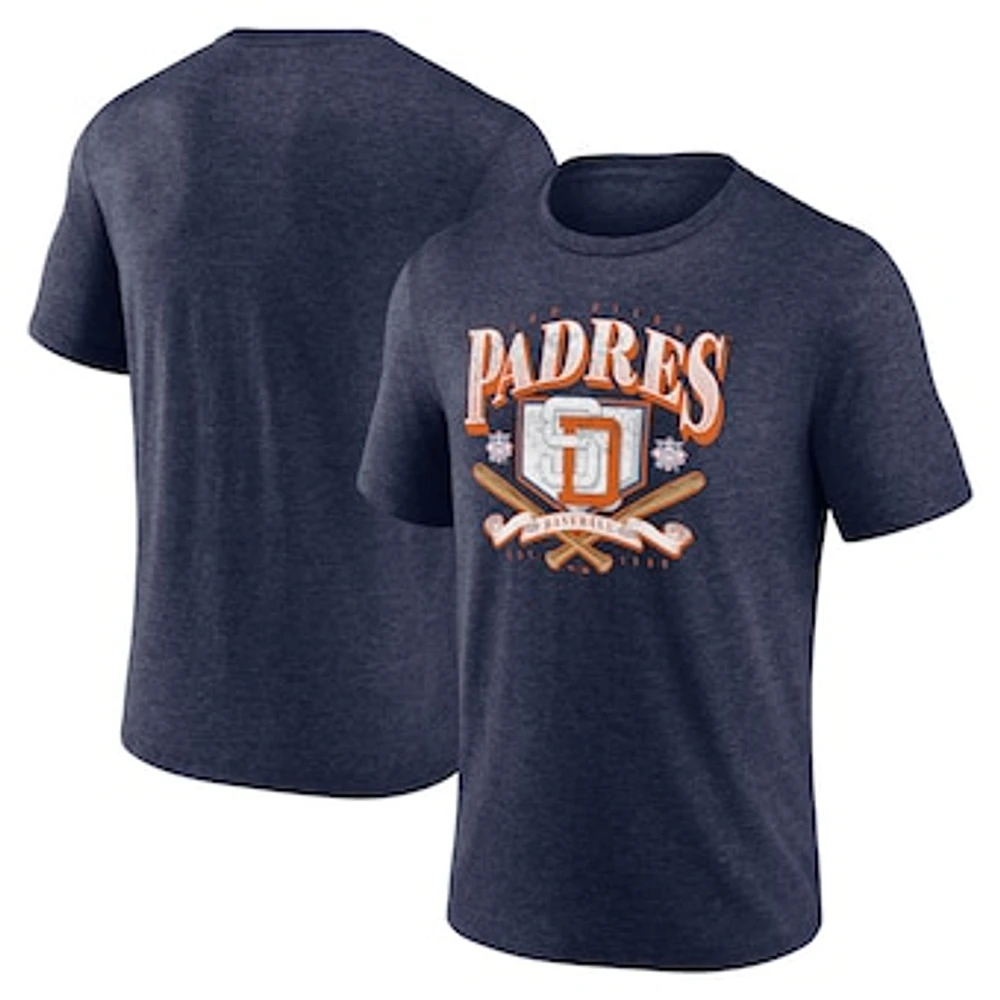 Men's Fanatics Heather Navy San Diego Padres Home Team Tri-Blend T-Shirt