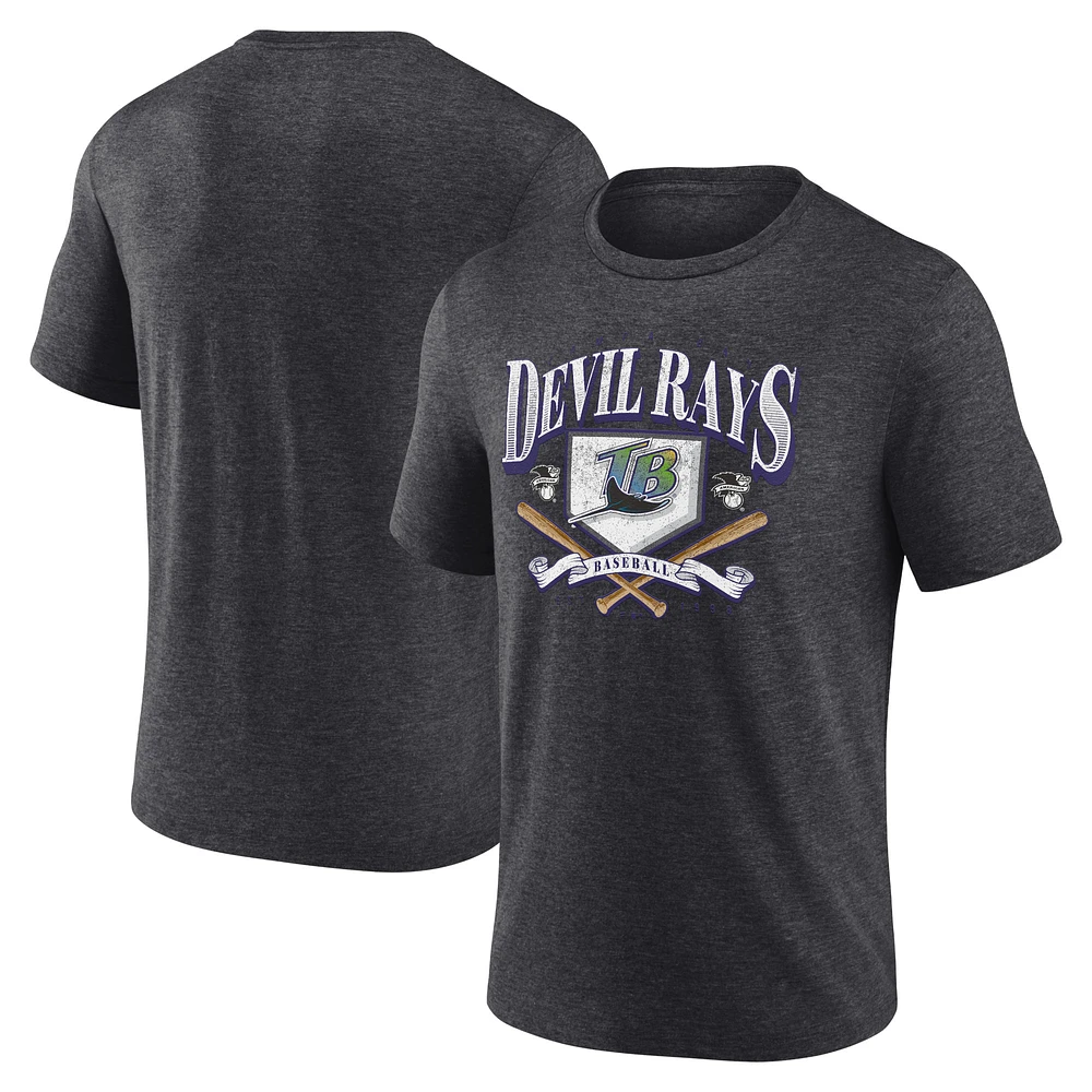 Men's Fanatics Heather Charcoal Tampa Bay Rays Home Team Tri-Blend T-Shirt