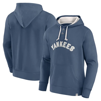 Men's Fanatics Navy New York Yankees Plan for Adversity Henley Fleece Pullover Hoodie