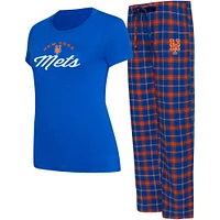 Women's Concepts Sport Royal/Orange New York Mets Arctic T-Shirt & Flannel Pants Sleep Set