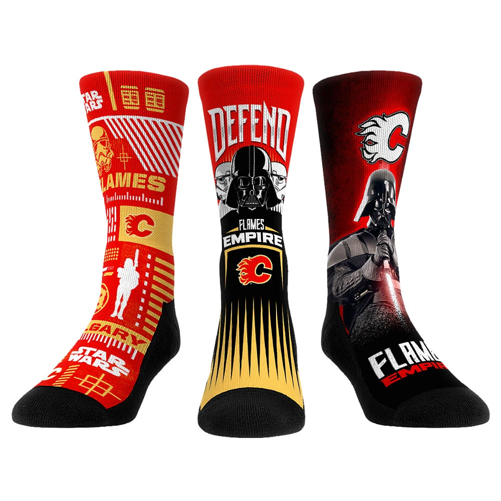 Unisex Rock Em Socks Darth Vader & Stormtrooper Calgary Flames Star Wars Three-Pack Crew Set