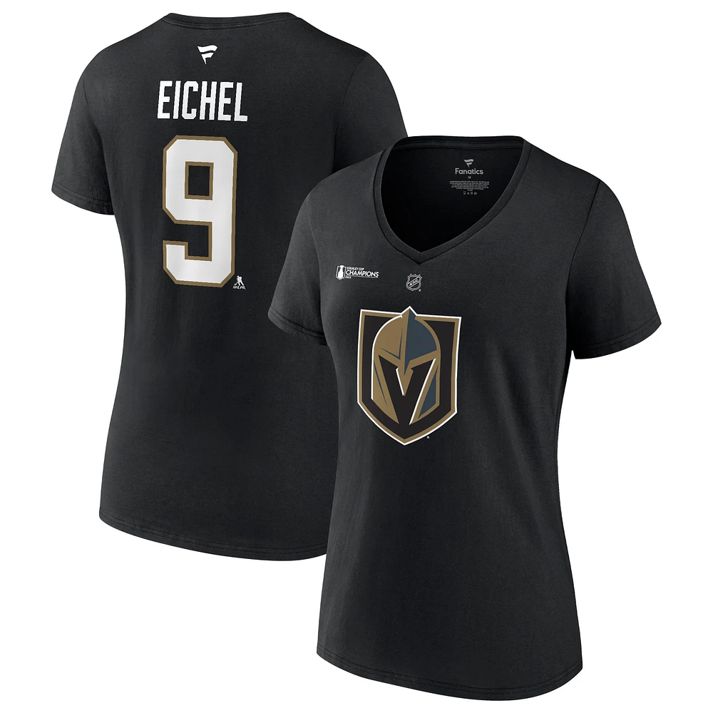 Women's Fanatics Jack Eichel Black Vegas Golden Knights 2023 Stanley Cup Champions Plus Size Name & Number V-Neck T-Shirt