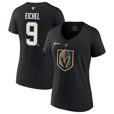 Women's Fanatics Jack Eichel Black Vegas Golden Knights 2023 Stanley Cup Champions Plus Size Name & Number V-Neck T-Shirt