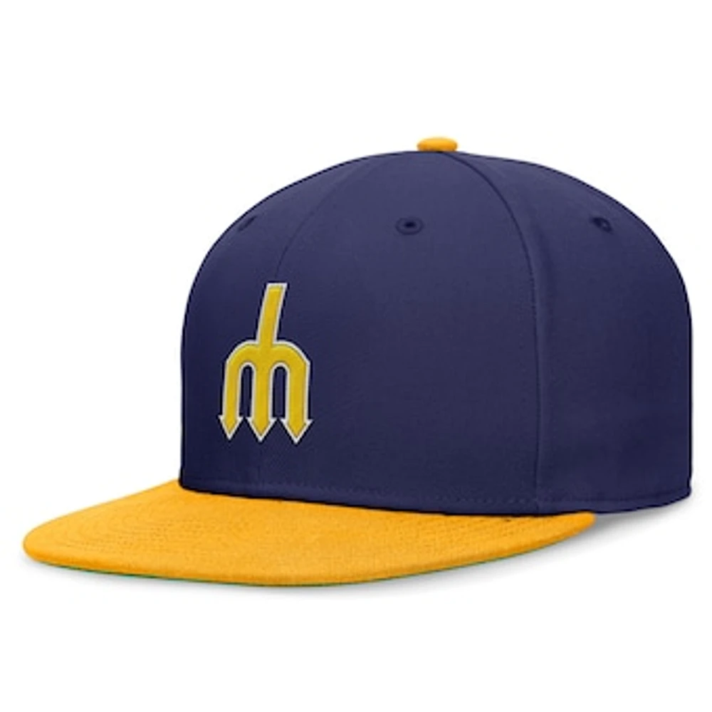 Men's Nike Royal/Gold Seattle Mariners Rewind Cooperstown True Performance Fitted Hat