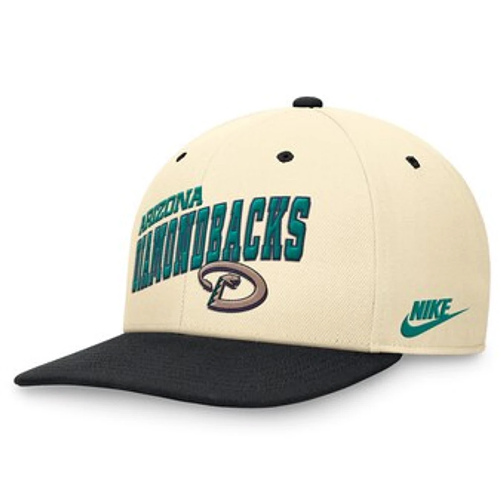 Men's Nike Cream/Black Arizona Diamondbacks Rewind Cooperstown Collection Performance Snapback Hat