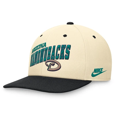 Men's Nike Cream/Black Arizona Diamondbacks Rewind Cooperstown Collection Performance Snapback Hat