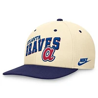 Men's Nike Cream/Royal Atlanta Braves Rewind Cooperstown Collection Performance Snapback Hat