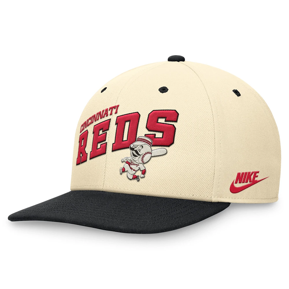 Men's Nike Cream/Black Cincinnati Reds Rewind Cooperstown Collection Performance Snapback Hat