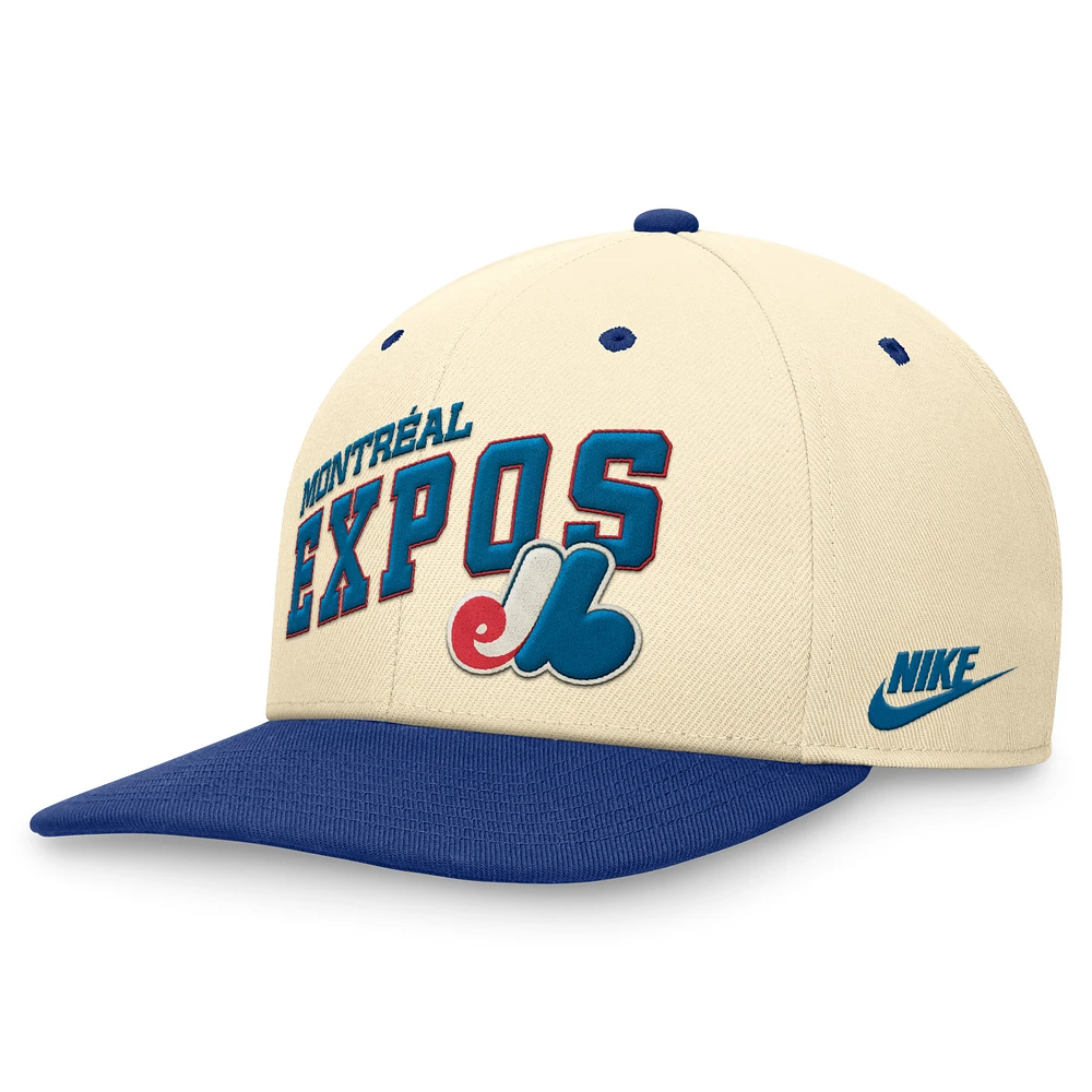 Men's Nike Cream/Blue Montreal Expos Rewind Cooperstown Collection Performance Snapback Hat