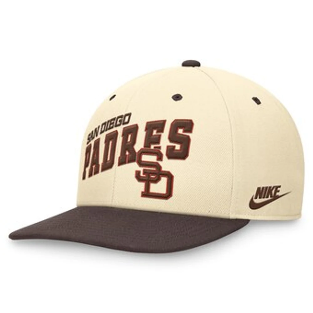 Men's Nike Cream/Brown San Diego Padres Rewind Cooperstown Collection Performance Snapback Hat