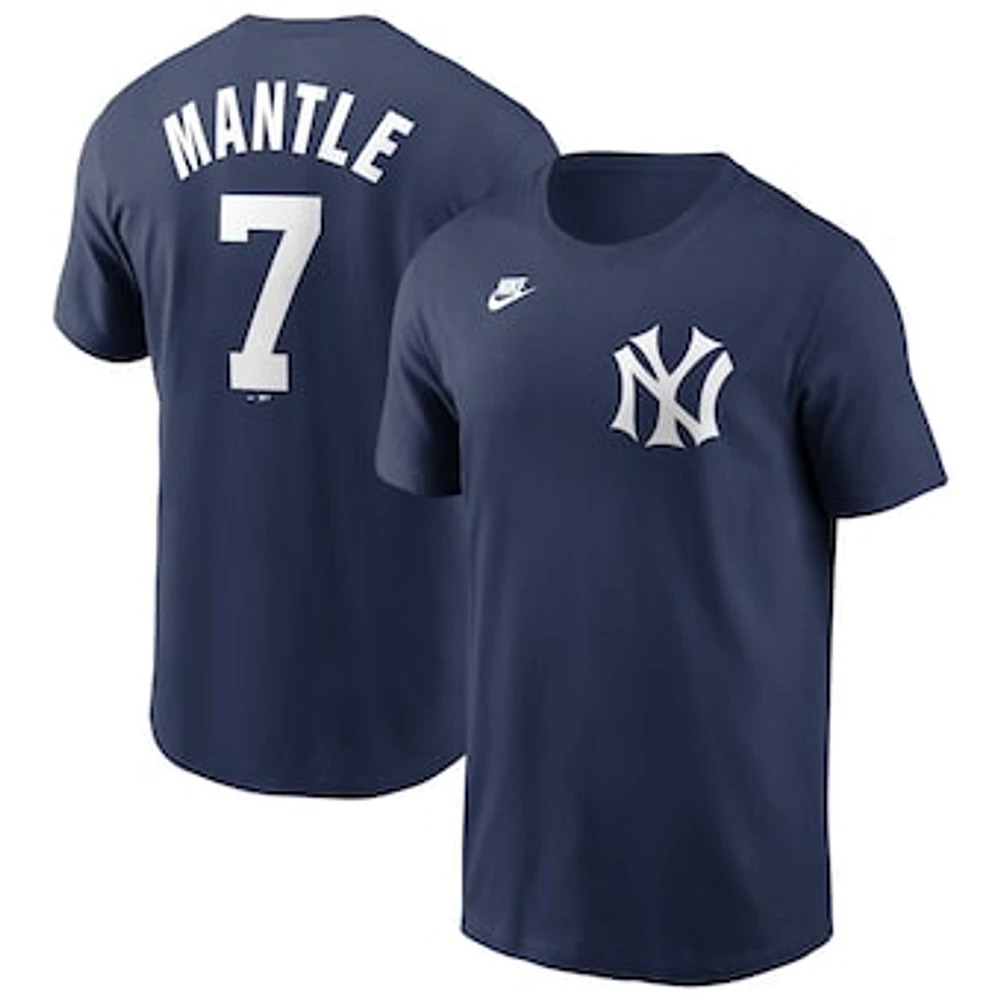 Men's Nike Mickey Mantle Navy New York Yankees Cooperstown Collection Fuse Name & Number T-Shirt