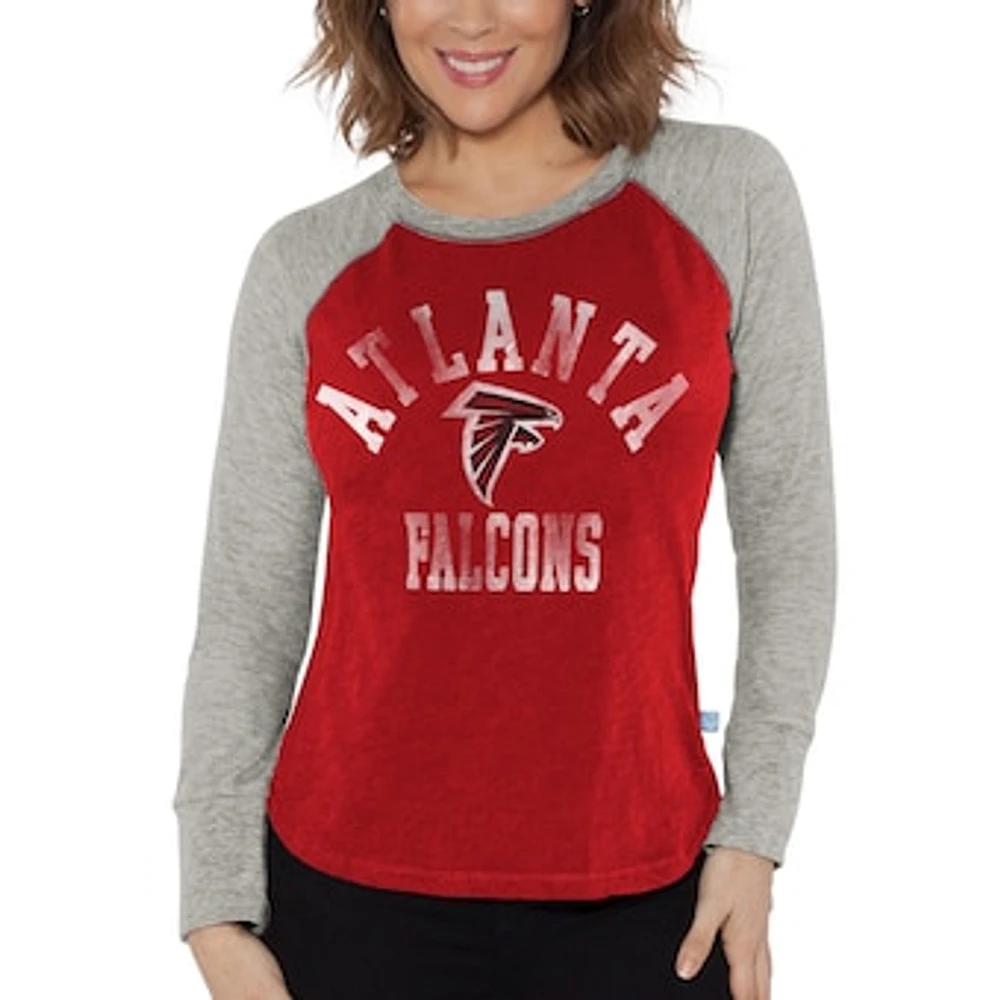 Women's G-III 4Her by Carl Banks Red/Heather Gray Atlanta Falcons Waffle Knit Raglan Long Sleeve T-Shirt