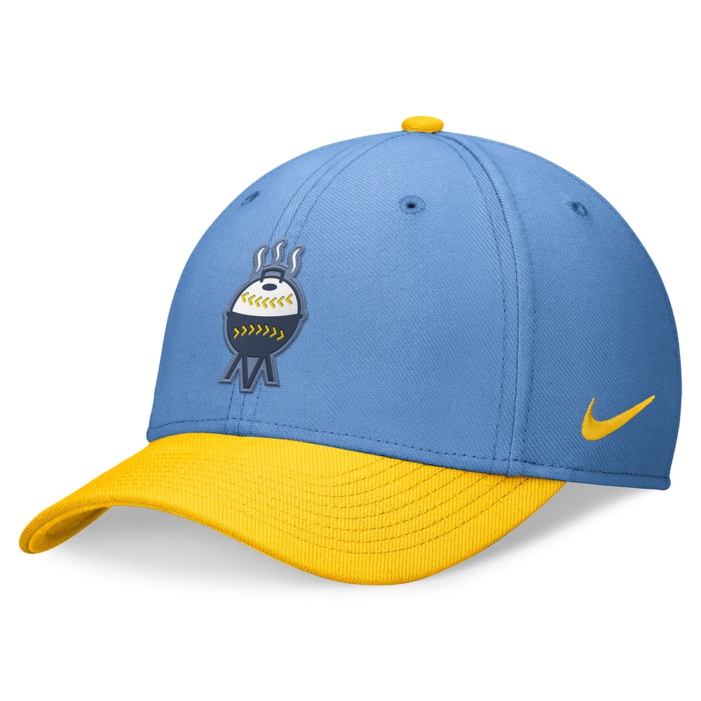 Men's Nike Light Blue/Gold Milwaukee Brewers 2024 City Connect Swoosh Flex Hat