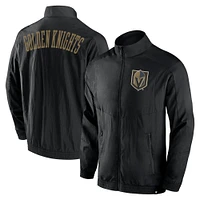 Men's Fanatics Black Vegas Golden Knights Step Up Crinkle Raglan Full-Zip Windbreaker Jacket