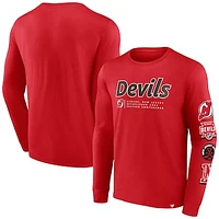 Men's Fanatics Red New Jersey Devils Strike the Goal Long Sleeve T-Shirt