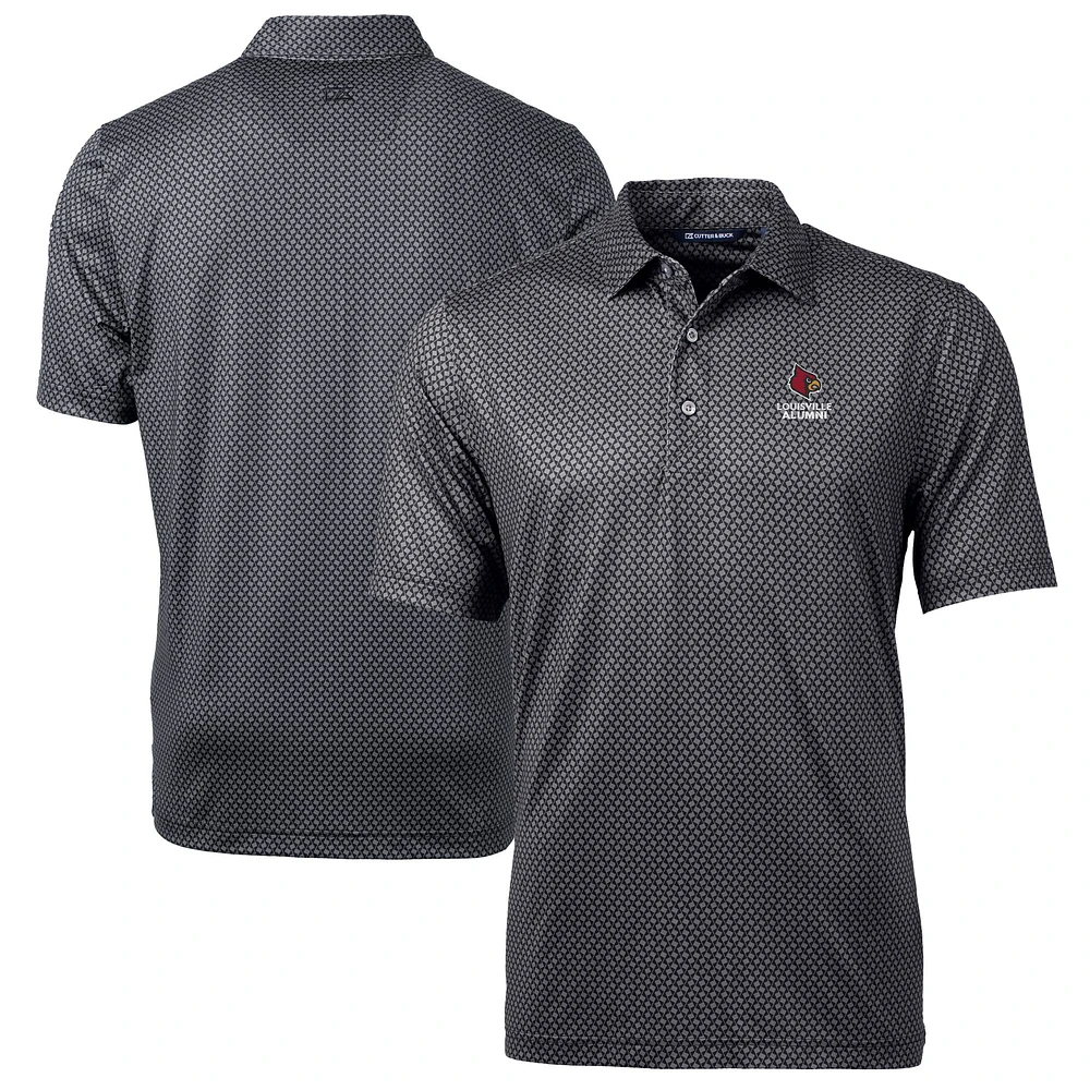 Men's Cutter & Buck Louisville Cardinals Alumni Logo Pike Banner Print Stretch Polo