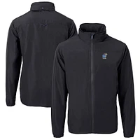 Men's Cutter & Buck  Black Kansas Jayhawks Alumni Logo Charter Eco Knit Recycled Full-Zip Jacket