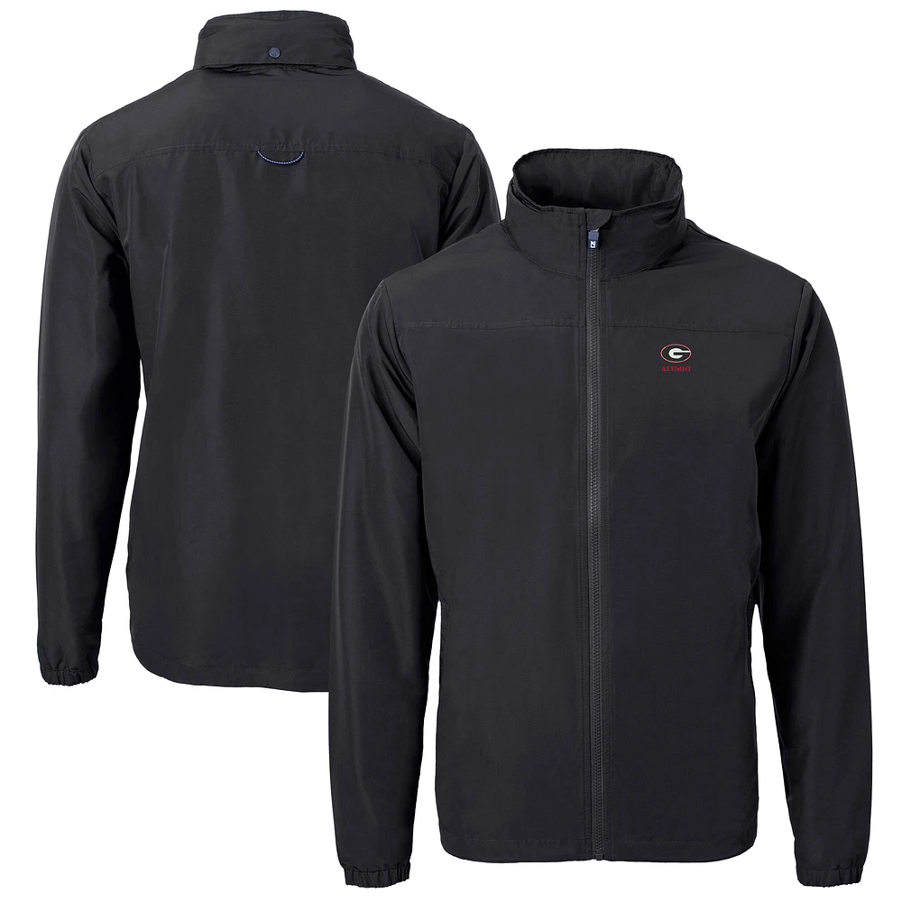 Men's Cutter & Buck Black Georgia Bulldogs Alumni Logo Charter Eco Knit Recycled Full-Zip Jacket