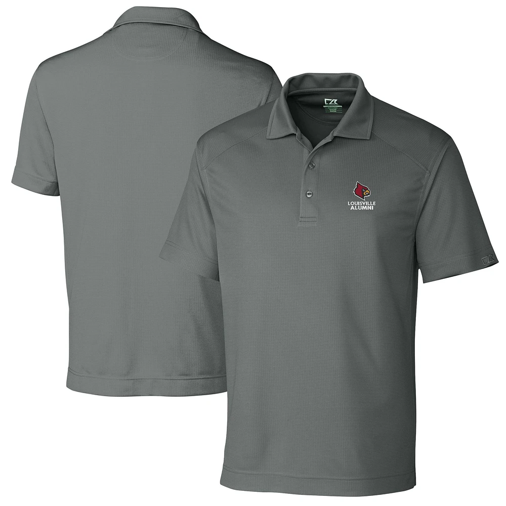 Men's Cutter & Buck Gray Louisville Cardinals Alumni Logo DryTec Genre Textured Solid Polo